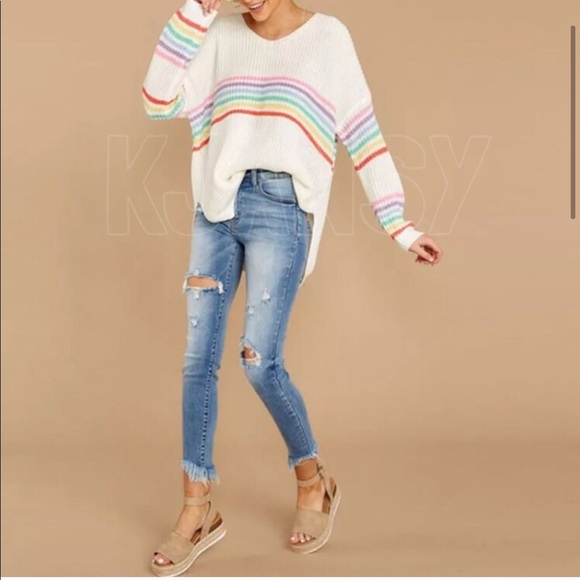 RESTOCKED! Rainbow Stripe Sweater - Picture 3 of 7
